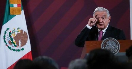 El Presidente Andrés Manuel López Obrador en conferencia de prensa.