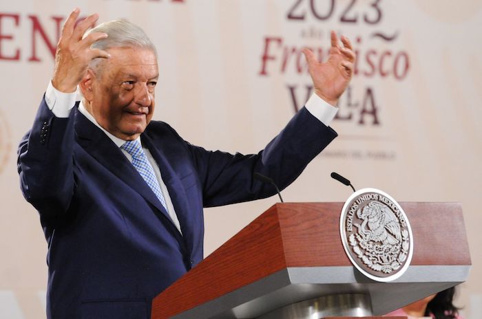 El Presidente Andrés Manuel López Obrador en conferencia de prensa.