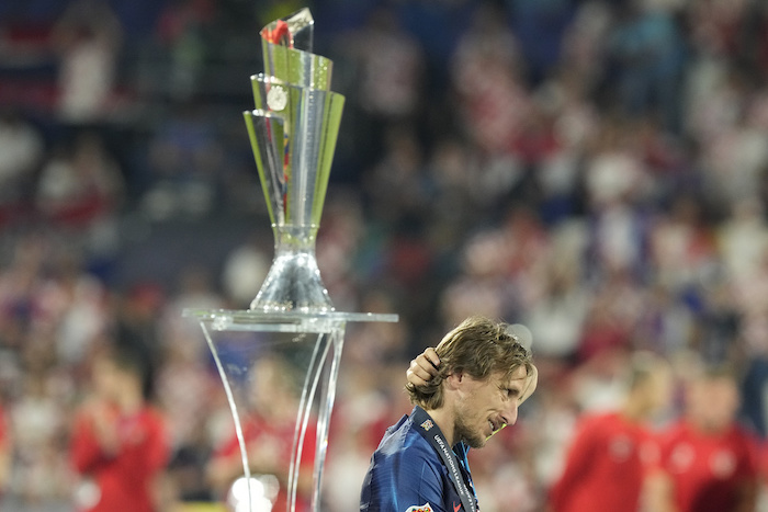 El volante croata Luka Modric tras la derrota ante España en una tanda de penales en la final de la Liga de Naciones, el domingo 18 de junio de 2023, en Róterdam, Holanda.