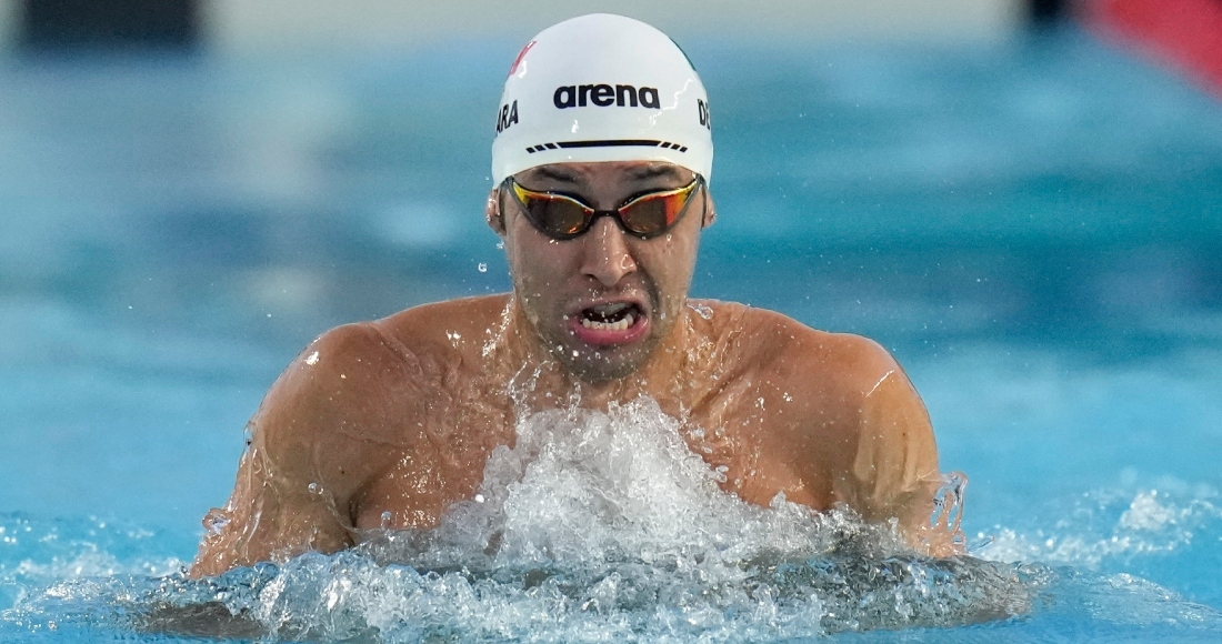 Miguel de Lara, de México, compite en los 200 metros pecho en los Juegos Centroamericanos y del Caribe de San Salvador, el jueves 29 de junio de 2023. Foto: Arnulfo Franco, AP