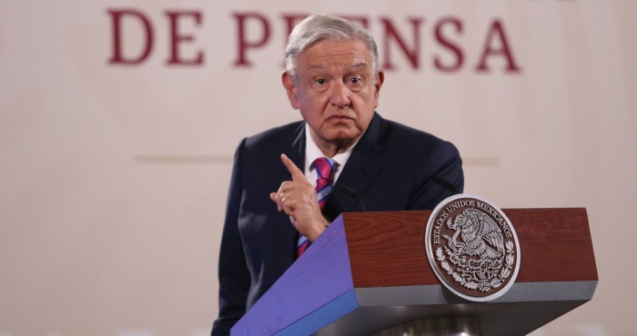 El Presidente Andrés Manuel López Obrador en conferencia de prensa.