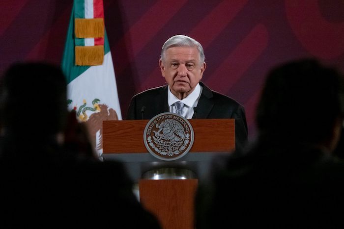 El Presidente Andrés Manuel López Obrador durante la conferencia matutina desde Palacio Nacional.