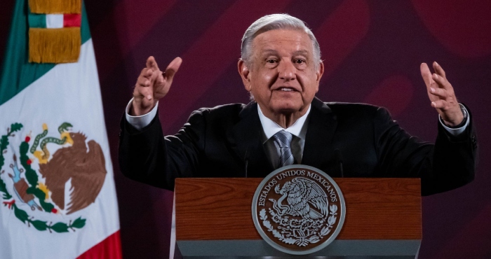 El Presidente Andrés Manuel López Obrador en conferencia de prensa.