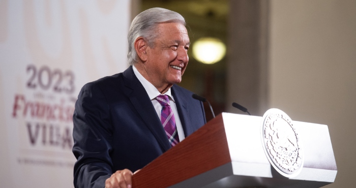 El Presidente Andrés Manuel López Obrador en conferencia de prensa.