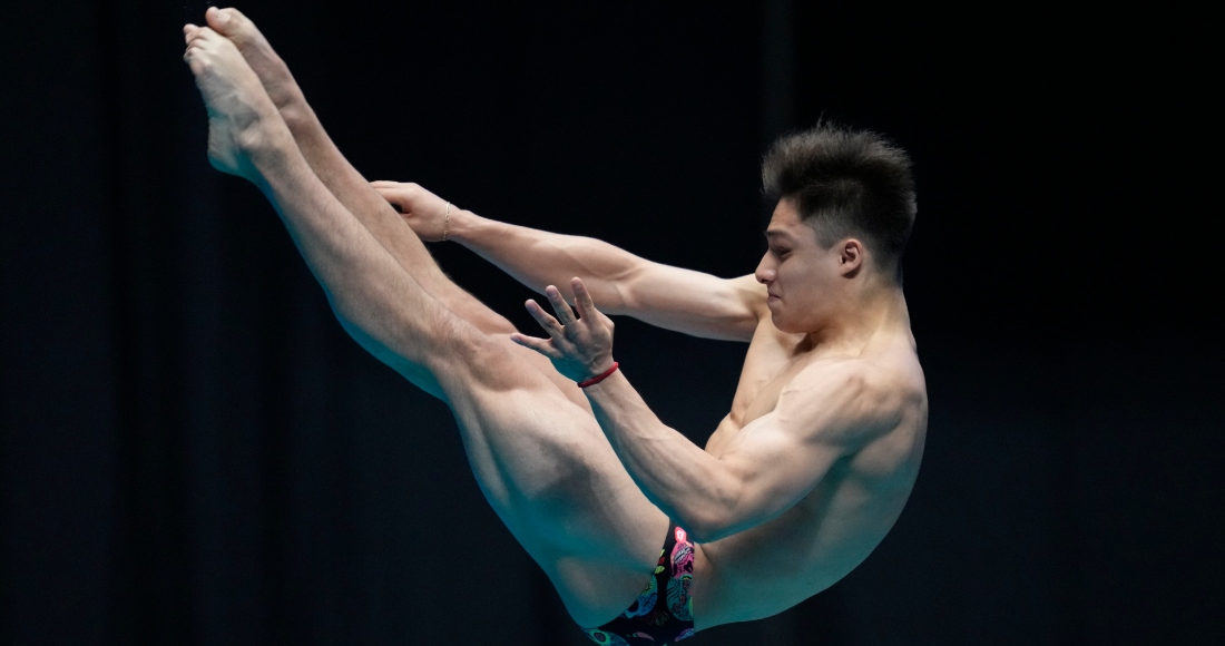 El mexicano Osmar Olvera durante la final del trampolín de tres metros del Mundial de Natación en Fukuoka, Japan, el jueves 20 de julio de 2023.