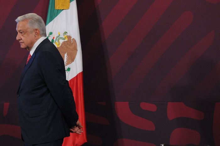 El Presidente Andrés Manuel López Obrador en conferencia de prensa.