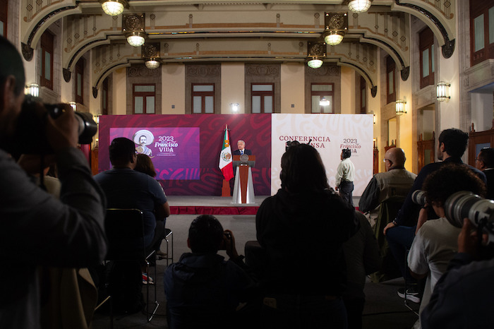 El Presidente Andrés Manuel López Obrador en conferencia de prensa.