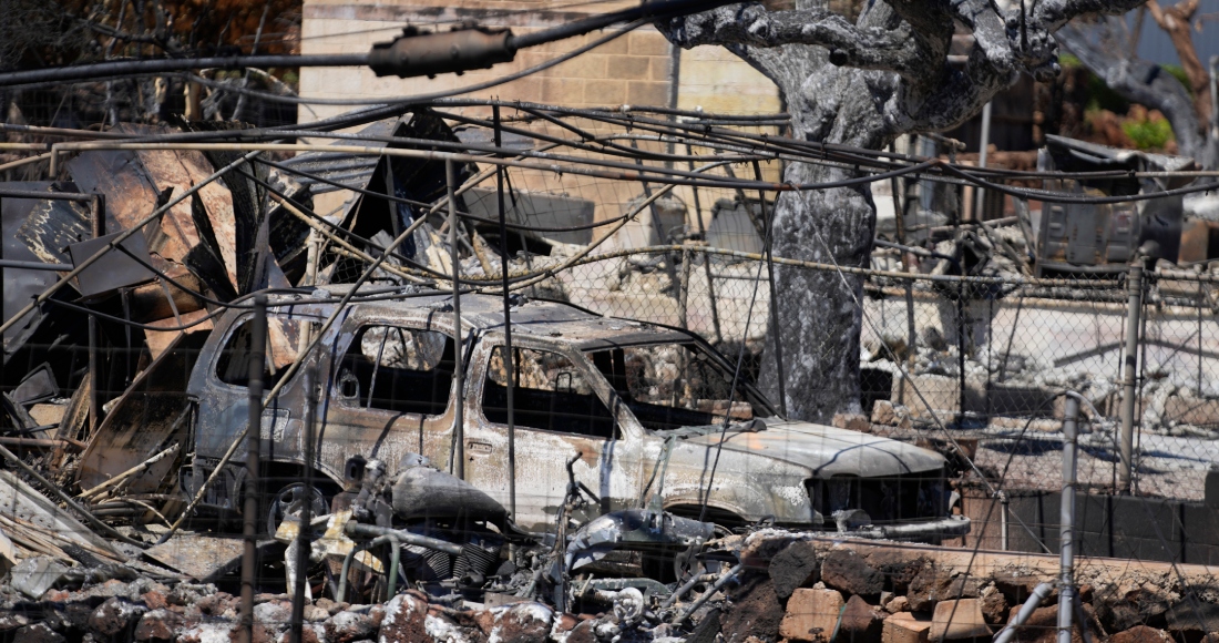 Propiedades destruidas el domingo 13 de agosto de 2023 en Lahaina, Hawai, tras un incendio letal que provocó graves daños unos días antes. Foto: Rick Bowmer, AP