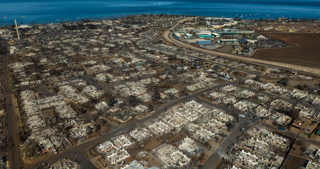 Una zona afectada por incendios se ve en Lahaina, Hawai, el 17 de agosto de 2023.