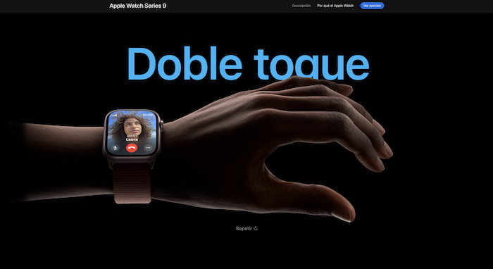 La serie Apple 9 introduce un nuevo gesto para el control del reloj: el doble toque, que no requiere que el usuario toque realmente el dispositivo, sino sólo que lo simule con el dedo índice y el anular de de la mano donde lleva colocado el reloj, como si hiciera pinzas.