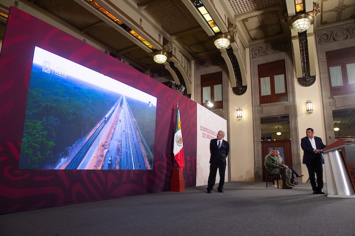 Javier May Rodríguez, director general del Fondo Nacional de Fomento al Turismo (Fonatur), presentó, como cada lunes, los avances del Tren Maya.