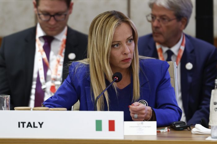 La premier italiana Giorgia Meloni asiste a un evento de la Sociedad para la Infraestructura e Inversión Global durante la cumbre del G20 en Nueva Delhi, India, sábado 9 de setiembre de 2023. 