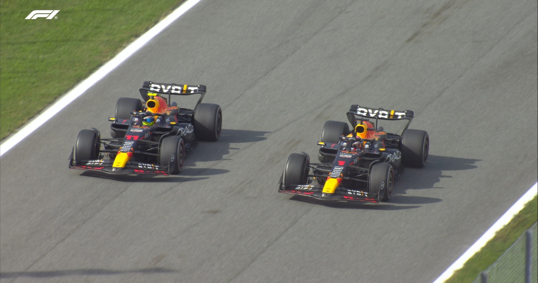 Max Verstappen y Sergio Pérez en el Gran Premio de Italia.