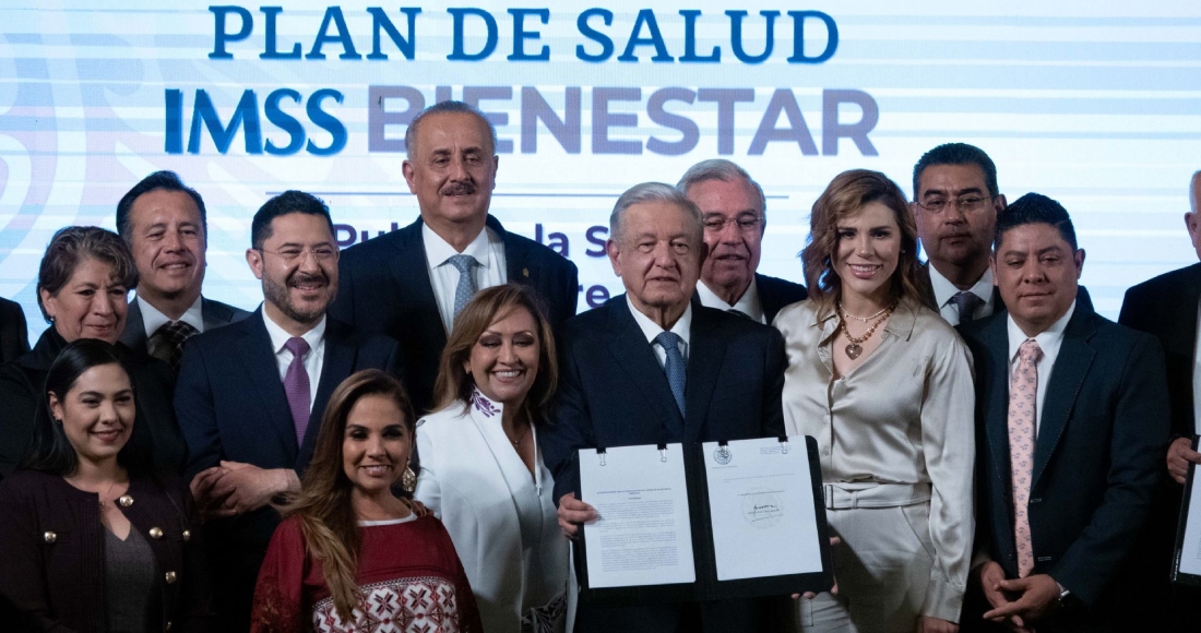 Andrés Manuel López Obrador, Presidente de México, encabezó la conferencia matutina en donde se firmó la adición de 23 estados al plan de salud IMSS-Bienestar.