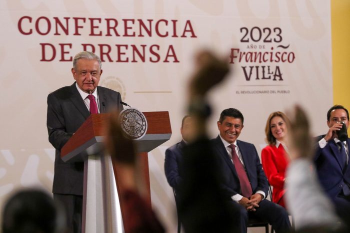 El Presidente Andrés Manuel López Obrador en conferencia de prensa.