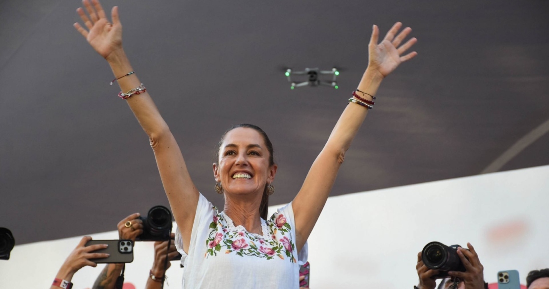 La Coordinadora Nacional de la Cuarta Transformación Claudia Sheinbaum acompañada de Mario Delgado, presidente Nacional de Morena, visitó Campeche para realizar la firma del acuerdo de unidad para la transformación, evento que se realizó en la Concha Acústica de la ciudad. Foto: Michael Balam, Cuartoscuro