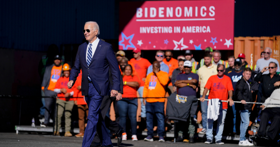 Joe Biden en la Tioga Marine Terminal en Filadelfia, el 13 de octubre de 2023.