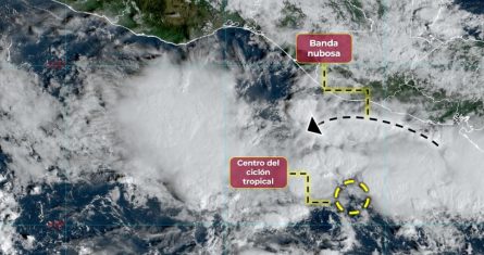 La depresión tropical Diecinueve-E, que podría convertirse en la tormenta tropical "Pilar", se localizó la mañana de este domingo al sur de las costas de Chiapas, por lo que su amplia circulación generará lluvias muy fuertes a puntuales intensas, rachas fuertes de viento y oleaje elevado en el sureste del país.