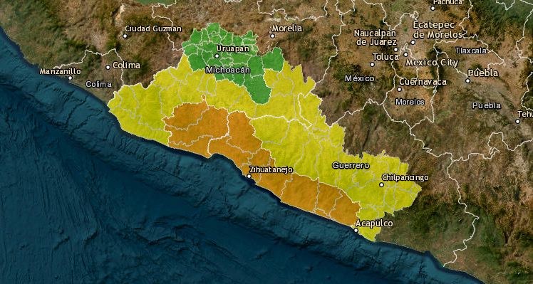 75 municipios y dos estados del país en alerta por la "Tormenta Tropical Max". Foto: Twitter: @CNPC_MX