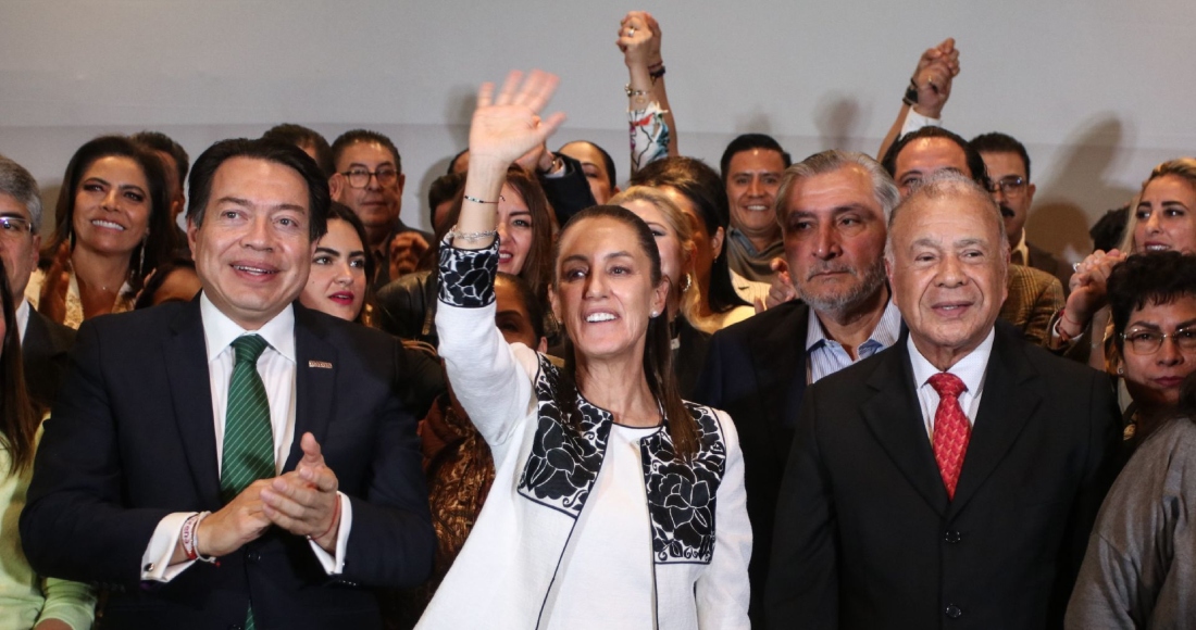 Mario Delgado y Claudia Sheinbaum encabezaron conferencia de prensa con aspirantes a candidaturas de los estados por Morena, donde dieron detalles del proceso para elección de candidaturas.