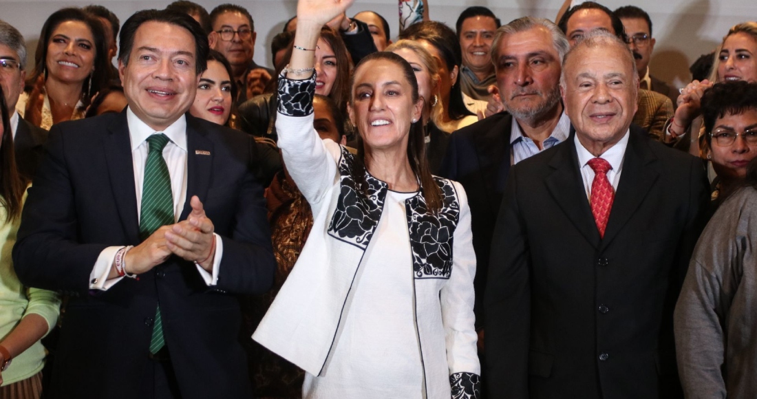 Mario Delgado y Claudia Sheinbaum encabezaron conferencia de prensa con aspirantes a candidaturas de los estados por Morena, donde dieron detalles del proceso para elección de candidaturas.