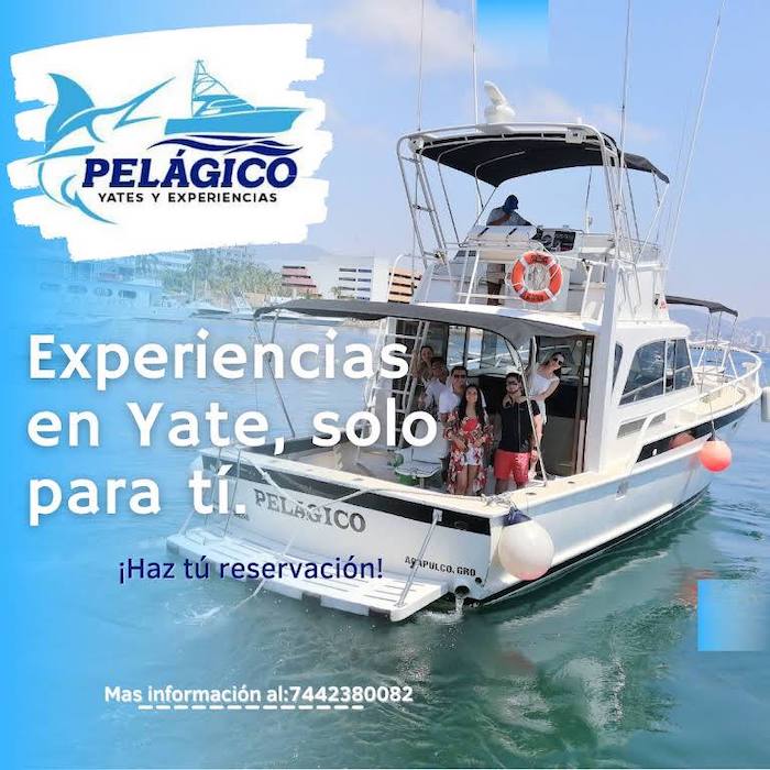 Publicidad sobre reservaciones de yates en Acapulco, Guerrero.