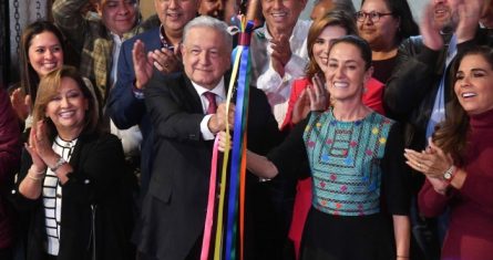 El Presidente Andrés Manuel López Obrador y Claudia Sheinbaum Pardo, virtual candidata presidencial de la izquierda.