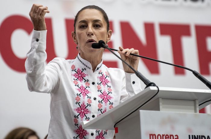 Claudia Sheinbaum durante un encuentro con la militancia de Morena en Nuevo León.