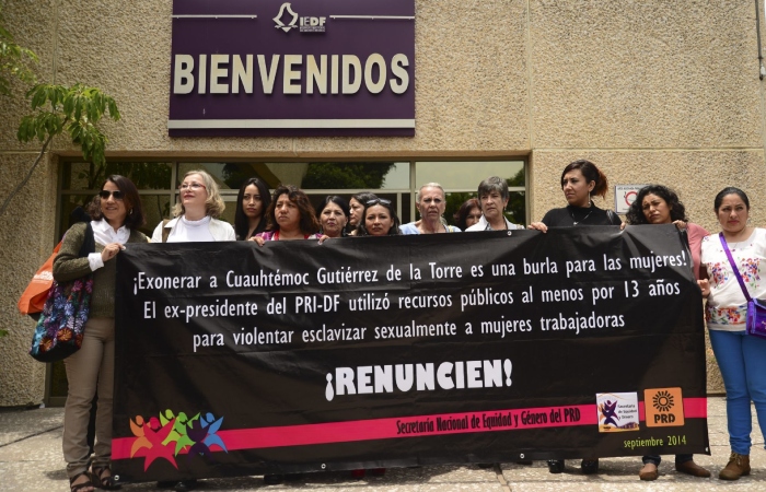 Dentro de las instalaciones del antes Instituto Electoral del Distrito Federal (IEDF), se llevó a cabo la clausura simbólica de este instituto, en protesta de la resolución en la que se exonera a Cuauhtemoc Gutiérrez de la Torre de la acusación de un posible desvío de recursos para operar una red de trata de mujeres, en 2014. 