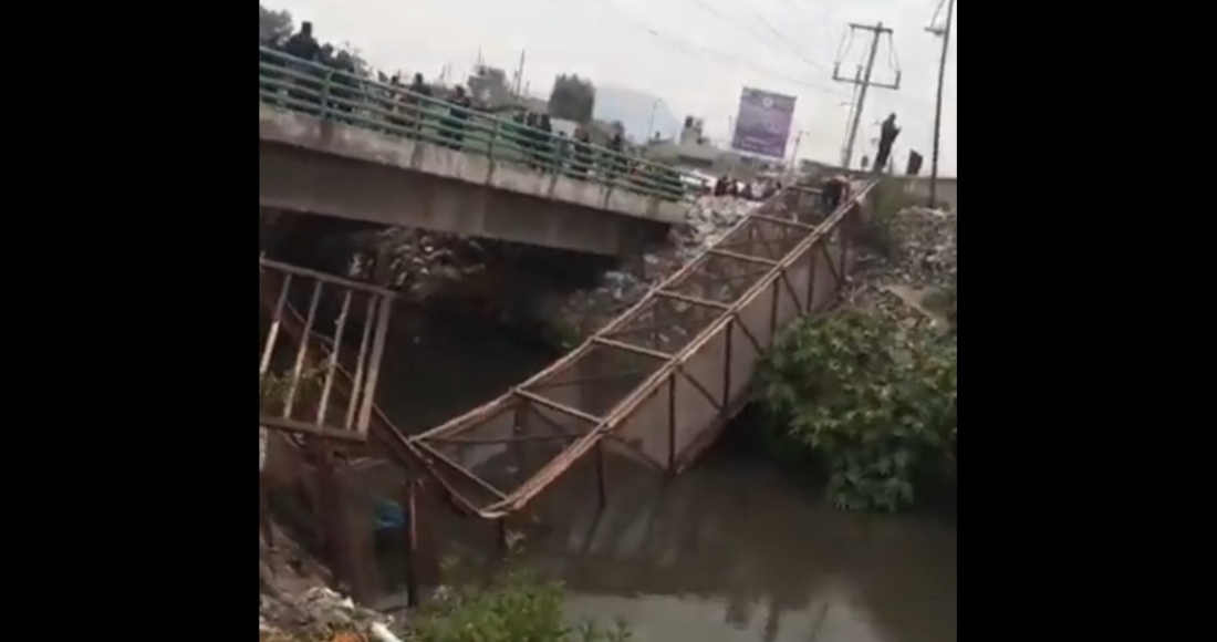 Puente colpasado en municipios del Estado de México. Se reportaron al menos 15 heridos, dos de ellos de gravedad.