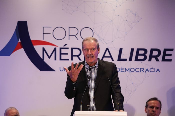 El 26 de octubre de 2023, Vicente Fox, expresidente de México, durante el Foro América Libre que se llevó a cabo en un hotel de Reforma, en la Ciudad de México.