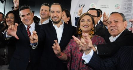 Los líderes del PRI, PAN, PRD y Xóchitl Gálvez.