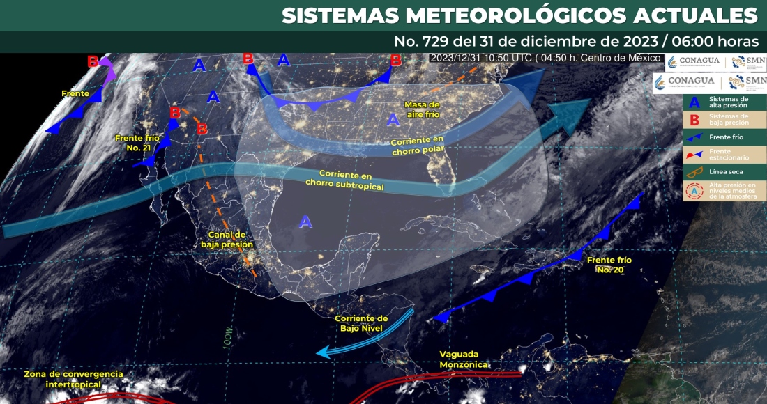 El Servicio Meteorológico Nacional (SMN) informó la mañana de este domingo que la masa de aire frío asociada al frente número 20 modificará sus características térmicas, lo que permitirá un gradual ascenso de las temperaturas vespertinas en el noreste, oriente y sureste de México.