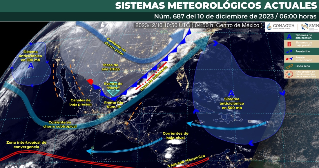 El Servicio Meteorológico Nacional (SMN) informó que para este domingo se espera un marcado descenso de las temperaturas en gran parte de México; con ambiente matutino y nocturno de frío a muy frío, y heladas en el noroeste, norte, noreste, centro, oriente y sureste del país.