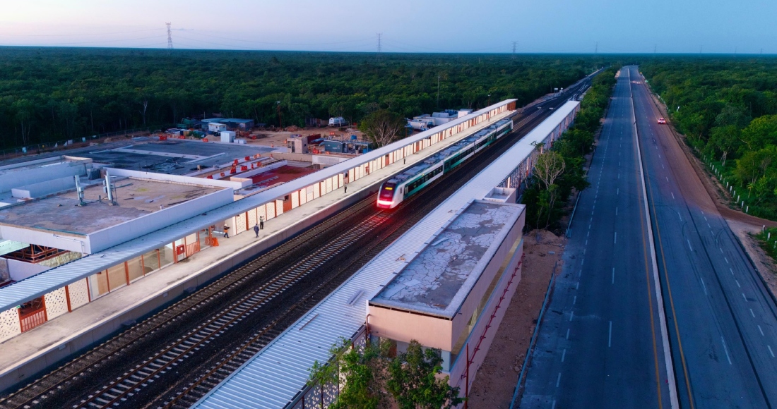 El Presidente Andrés Manuel López Obrador inauguró esta mañana el segundo tramo del Tren Maya, que corre de Cancún a Palenque. Foto: X @MaraLezama