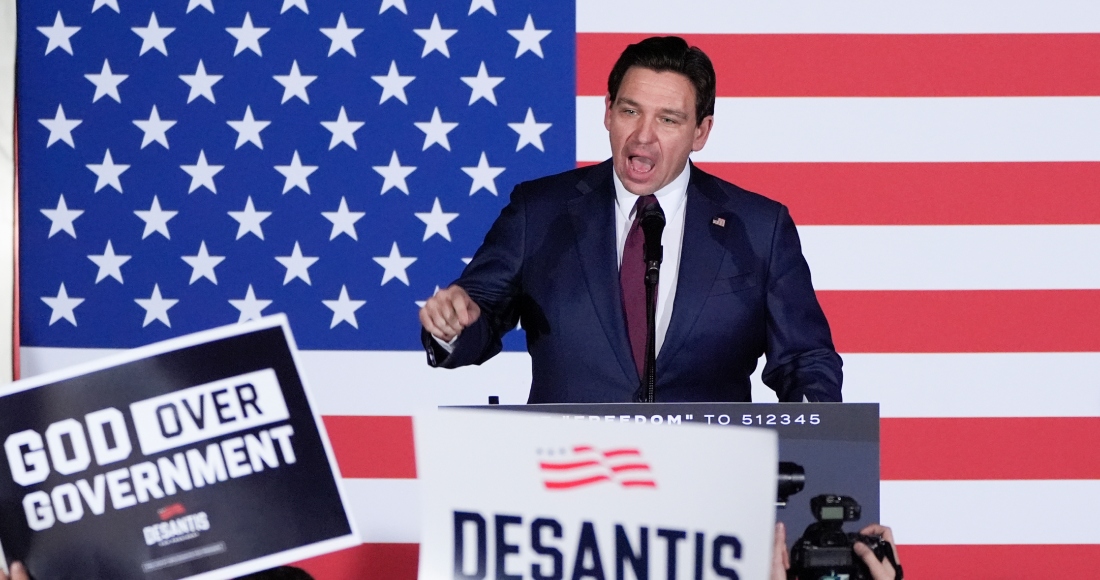 El entonces aspirante a la candidatura presidencial republicana Ron DeSantis en un evento en West Des Moines, Iowa, el 15 de enero de 2024.