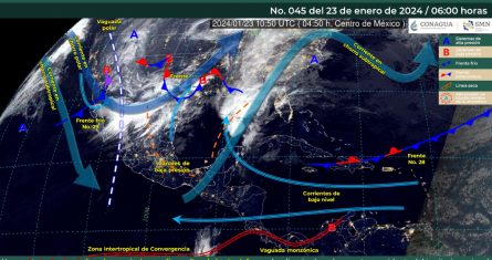 El frente frío No. 29 se disipará durante la mañana y dejará de afectar a México.