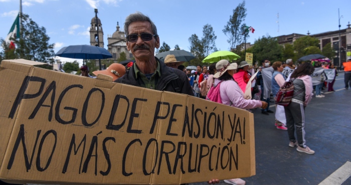 Protesta para exigir el pago de pensiones.