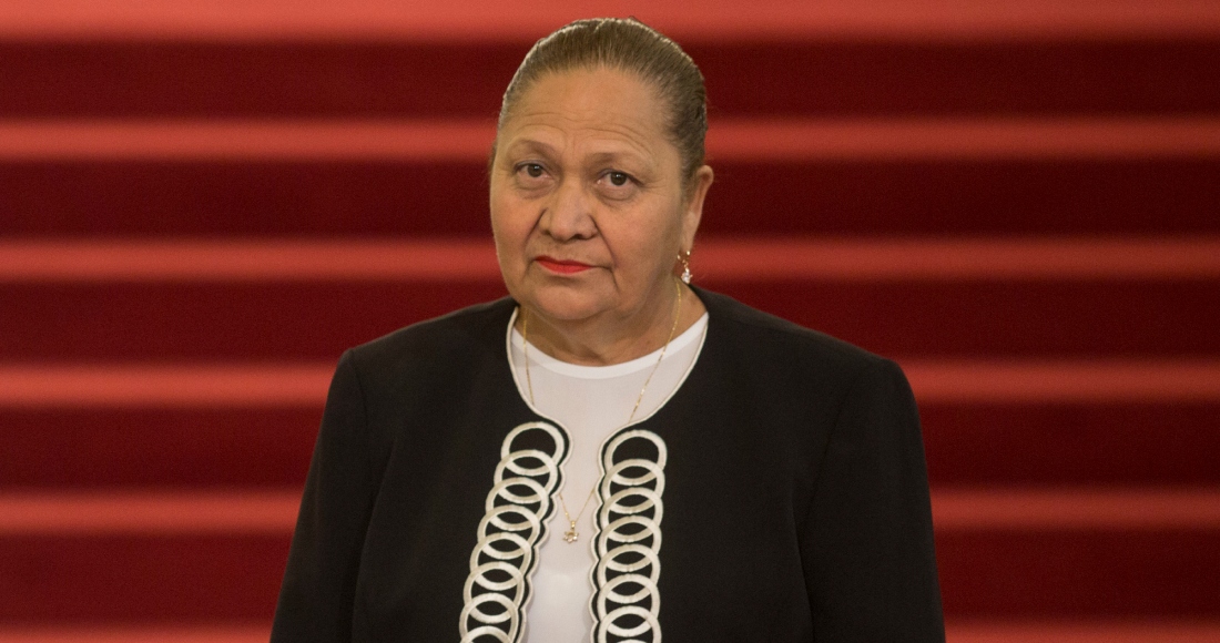 La Fiscal General Consuelo Porras asiste a su ceremonia de juramentación del cargo en el Palacio Nacional en Ciudad de Guatemala, el 16 de mayo de 2018.