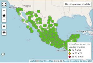 El Sistema de Información de la Red de Infecciones Respiratoria Agudas Graves (IRAG) reportó que hasta este 15 de enero, a nivel nacional hay 12 unidades médicas con 70 por ciento o más de ocupación de camas de hospitalización general. 