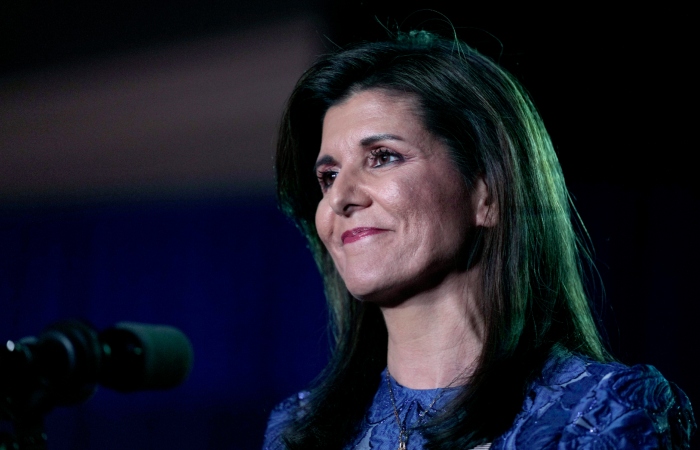 La precandidata republicana a la presidencia, Nikki Haley, habla durante un mitin por las primarias de Nueva Hampshire, el martes 23 de enero de 2024. Foto: Charles Krupa, AP