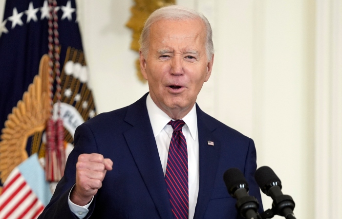 El Presidente Joe Biden durante un discurso en la Sala Este de la Casa Blanca, el 19 de enero de 2024, en Washington. Foto: Evan Vucci, AP