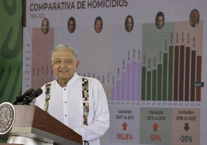 Andrés Manuel López Obrador, Presidente de México realizo su conferencia de prensa matutina desde Acapulco. Fue acompañado por gabinete y funcionarios de Guerrero.