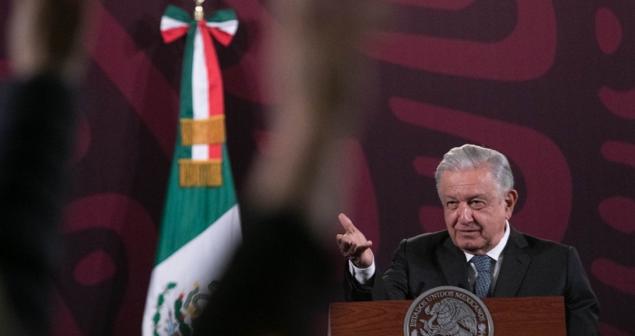 El Presidente Andrés Manuel López Obrador en conferencia de prensa.