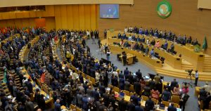 Jefes de Estado africanos asisten a la 37ma sesión ordinaria de la Asamblea de la Unión Africana en Adís Abeba, Etiopía, 17 de febrero de 2024. Estados Unidos vetó el martes 20 de febrero de 2024 una resolución introducida en la ONU con respaldo árabe que exigía un cese de fuego inmediato en la guerra entre Israel y Hamás en la Franja de Gaza.