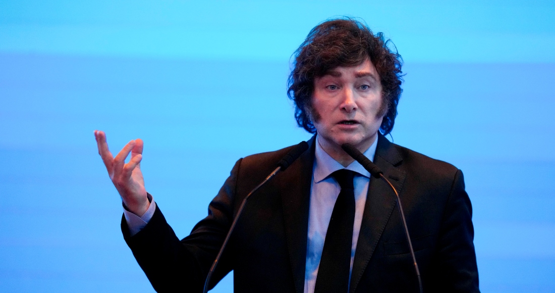 El Presidente argentino Javier Milei habla durante el Foro Económico Internacional de las Américas en Buenos Aires, Argentina, el martes 26 de marzo de 2024.