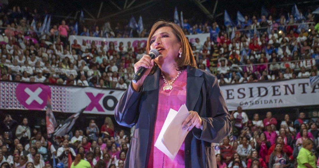 La candidata a la presidencia Xóchitl Gálvez acudió al Domo Care en el municipio de Guadalupe, donde se reunió con simpatizantes acompañada del presidente nacional del PRI, Alejandro Moreno y autoridades de la coalición PAN, PRI, PRD Nuevo León.