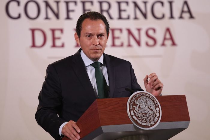 Alejandro Celorio Alcántara, Consultor Jurídico de la SRE, en la conferencia de prensa presidencial desde Palacio Nacional.