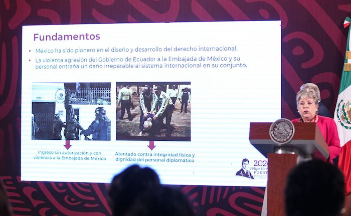 Alicia Bárcena Ibarra, titular de la Secretaría de Relaciones Exteriores (SRE), reveló el contenido de la denuncia que presentó México ante la Corte Internacional de Justicia (CIJ) por el asalto a la Embajada en Ecuador.