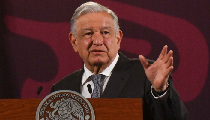 Andrés Manuel López Obrador, Presidente de México, durante su intervención en la conferencia de prensa matutina en Palacio Nacional.